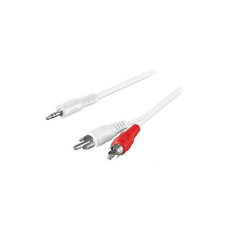 Cavo Aux Sdoppiatore RCA di 3mt Jack 3,5 Stereo a 2 spina RCA Bianco pin dorato