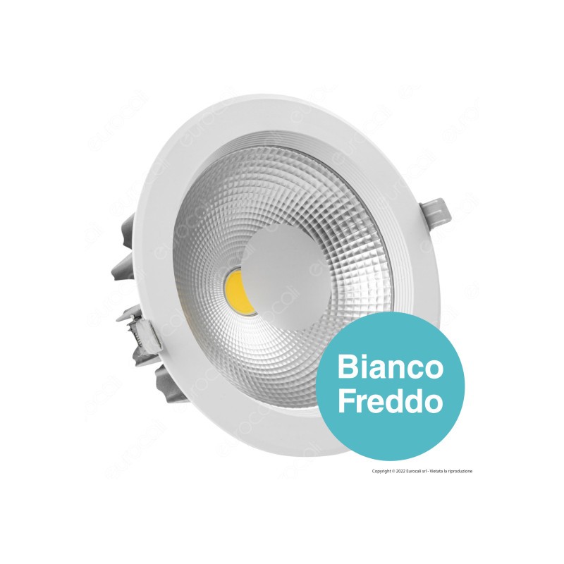 V-TAC VT-26301 Faretto led da incasso rotondo 30W cob luce fredda 6500K downligh