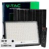 V-TAC VT-240W FARO LED FLOODLIGHT 30W IP65 COLORE NERO CON PANNELLO SOLARE E TELECOMANDO