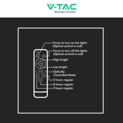 V-TAC VT-240W FARO LED FLOODLIGHT 30W IP65 COLORE NERO CON PANNELLO SOLARE E TELECOMANDO