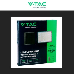 V-TAC VT-240W FARO LED FLOODLIGHT 30W IP65 COLORE NERO CON PANNELLO SOLARE E TELECOMANDO
