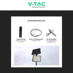 V-TAC VT-240W FARO LED FLOODLIGHT 30W IP65 COLORE NERO CON PANNELLO SOLARE E TELECOMANDO