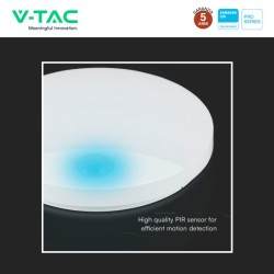 V-TAC PRO VT-81004 PLAFONIERA LED ROTONDA 15W SMD CHIP SAMSUNG SENSORE PIR MOVIMENTO CREPUSCOLARE IP44 COLORE BIANCO