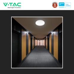 V-TAC PRO VT-81004 PLAFONIERA LED ROTONDA 15W SMD CHIP SAMSUNG SENSORE PIR MOVIMENTO CREPUSCOLARE IP44 COLORE BIANCO