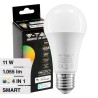 V-TAC SMART VT-5113 LAMPADINA LED WI-FI E27 11W BULB A60 GOCCIA RGB+W CHANGING COLOR CCT DIMMERABILE