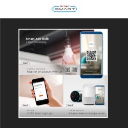 V-TAC SMART VT-5113 LAMPADINA LED WI-FI E27 11W BULB A60 GOCCIA RGB+W CHANGING COLOR CCT DIMMERABILE