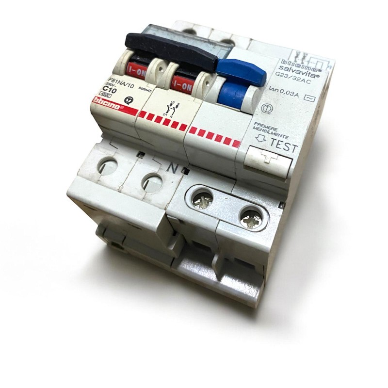 Interruttore magnetotermico Bticino, modello F81NA/10 + Salvavita G43/32AC